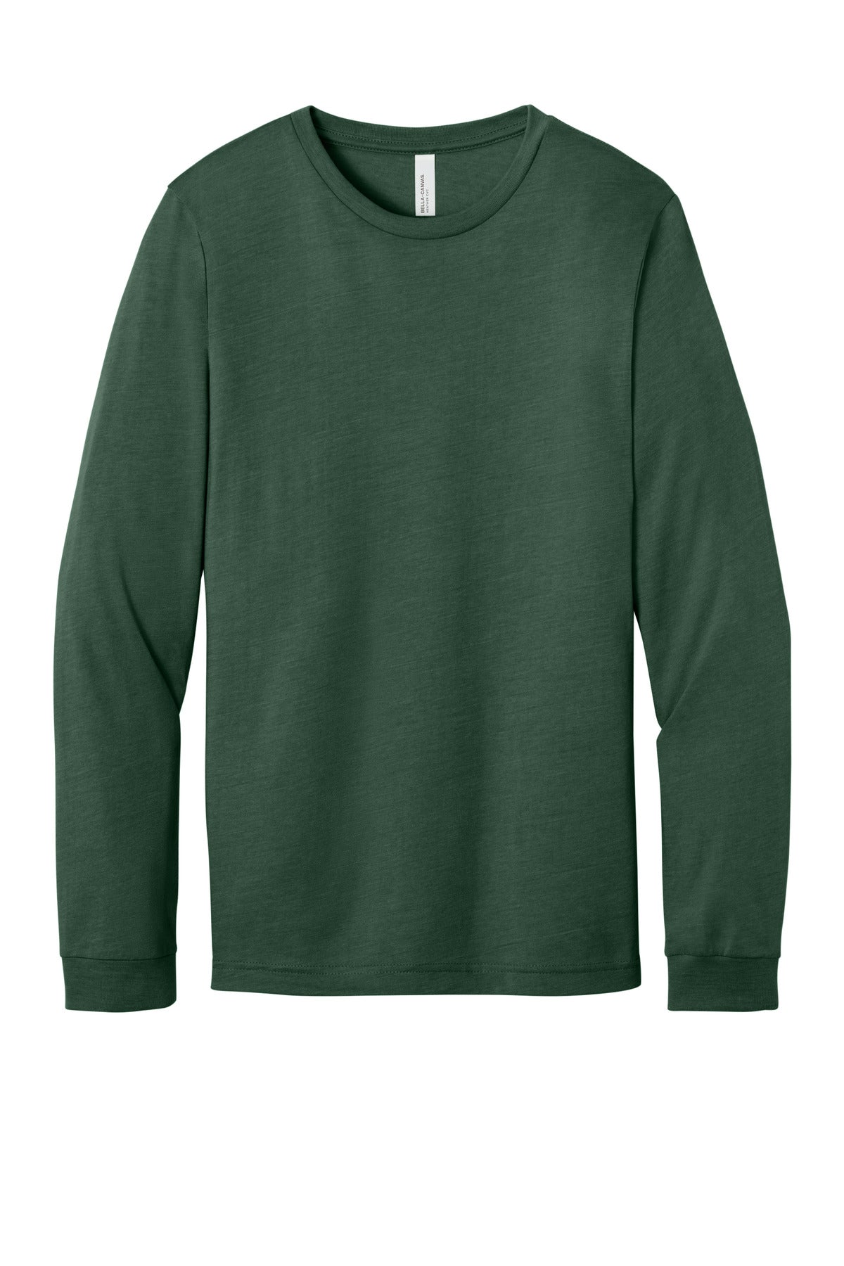 Front View of HthrForest BELLA+CANVAS Unisex Heather CVC Long Sleeve Tee BC3501CVC plain