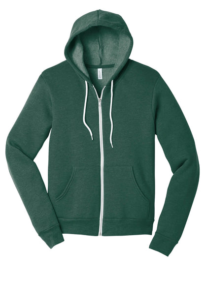 Front View of HthrForest BELLA+CANVAS Unisex Sponge Fleece Full-Zip Hoodie. BC3739