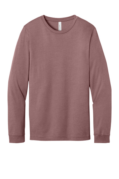 Front View of HthrMauve BELLA+CANVAS Unisex Heather CVC Long Sleeve Tee BC3501CVC plain