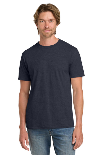 Front View of HthrNavy Gildan 100% Ring Spun Cotton T-Shirt. 980 plain