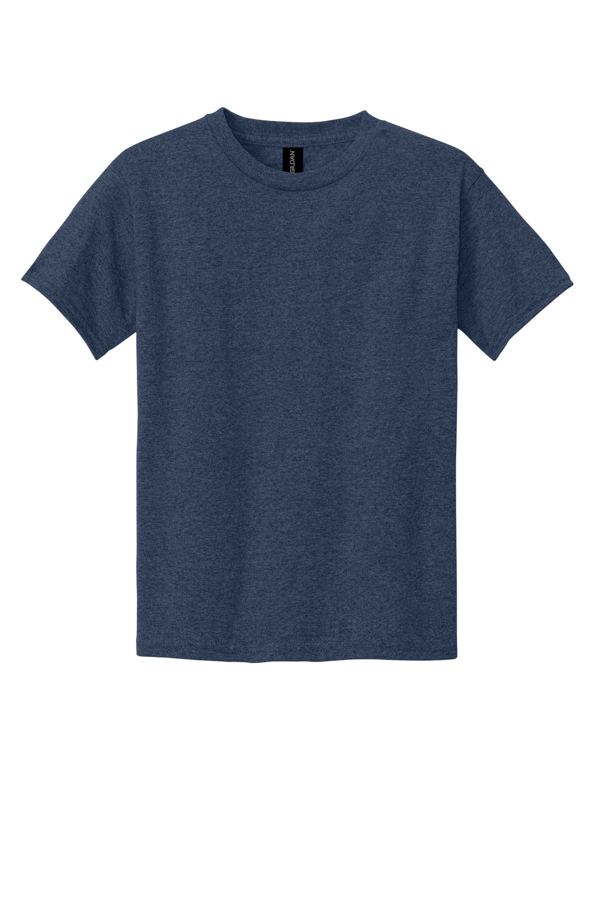 Front View of HthrNavy Gildan - Youth Heavy Cotton 100% Cotton T-Shirt. 5000B plain