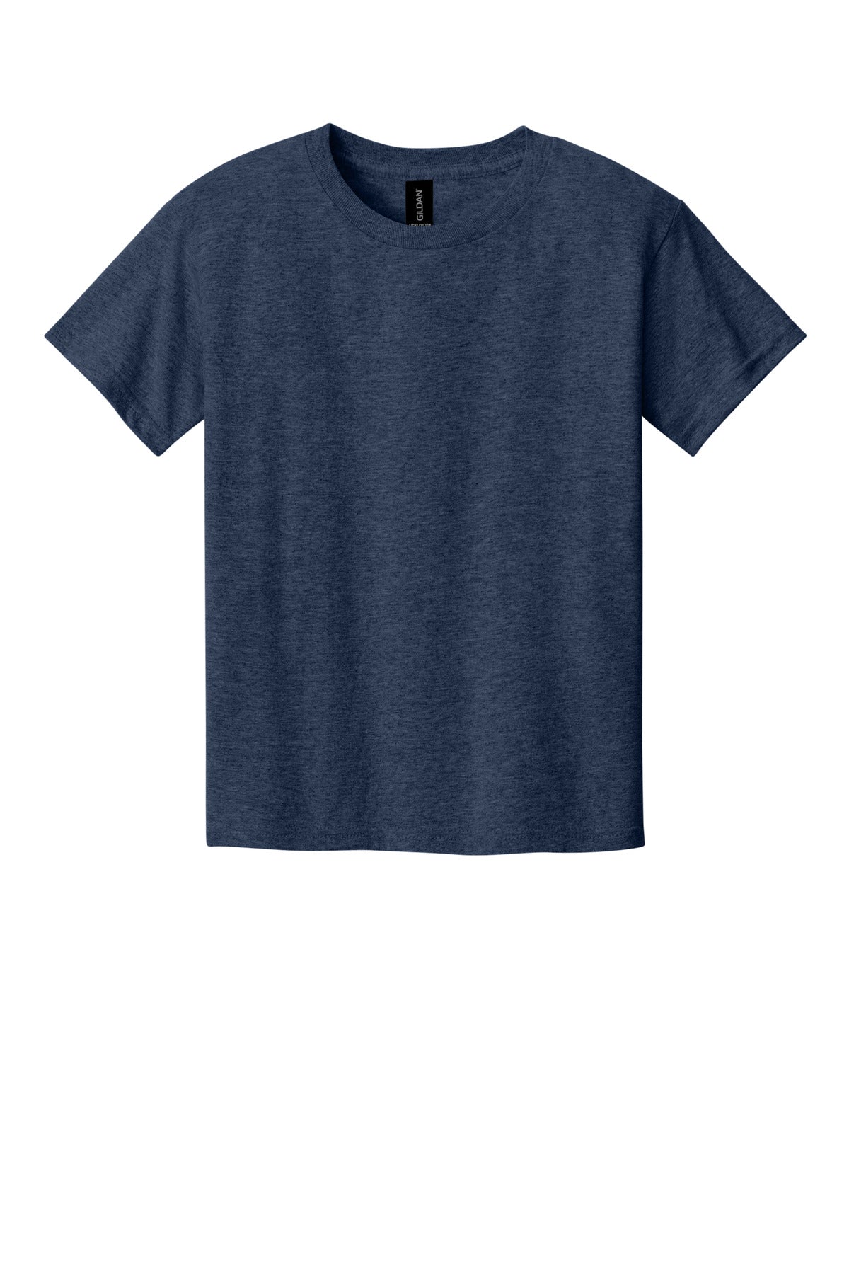 Front View of HthrNavy Gildan Youth Light Cotton Tee 3000B plain