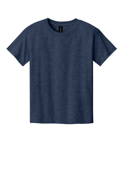 Front View of HthrNavy Gildan Youth Light Cotton Tee 3000B plain