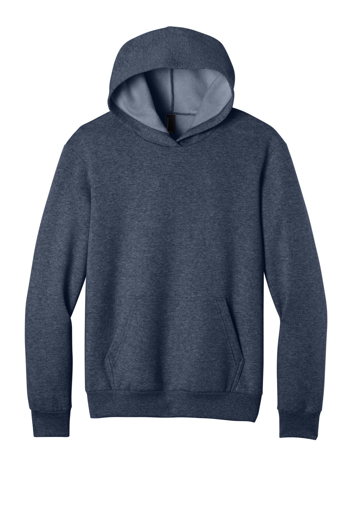 Front View of HthrNavy Port & Co Easy Fleece Pullover Hooded Sweatshirt PC68H plain