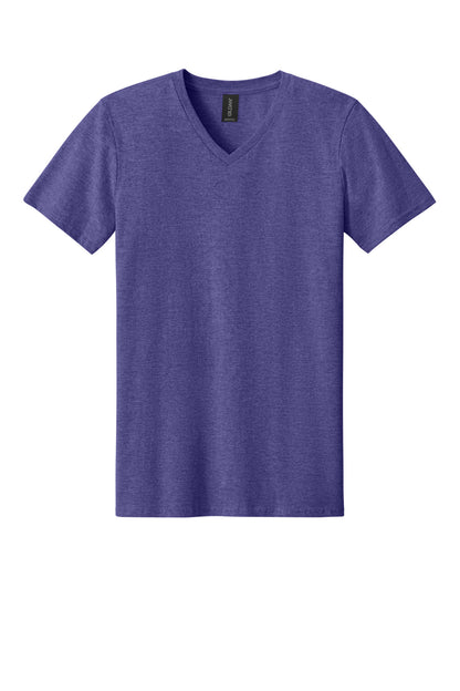 Front View of HthrPurple Gildan Softstyle V-Neck T-Shirt. 64V00 plain