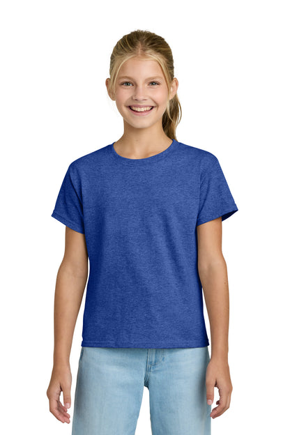 Front View of HthrRoyal Gildan Youth Light Cotton Tee 3000B plain