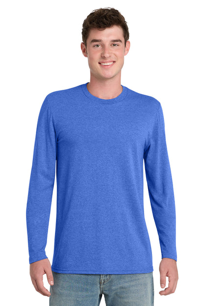 Front View of HthrRoyal Port & Co Tri-Blend Long Sleeve Tee. PC330LS plain