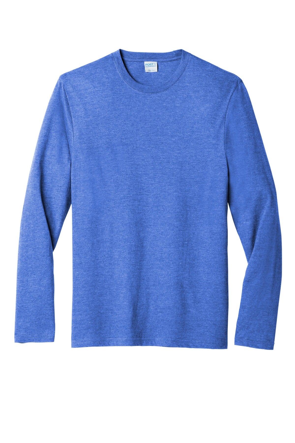 Front View of HthrRoyal Port & Co Tri-Blend Long Sleeve Tee. PC330LS plain