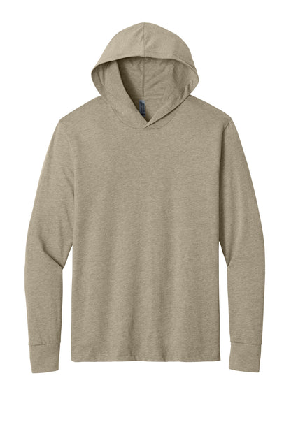 Front View of HthrTan Next Level Apparel CVC Long Sleeve Hoodie NL6221 plain