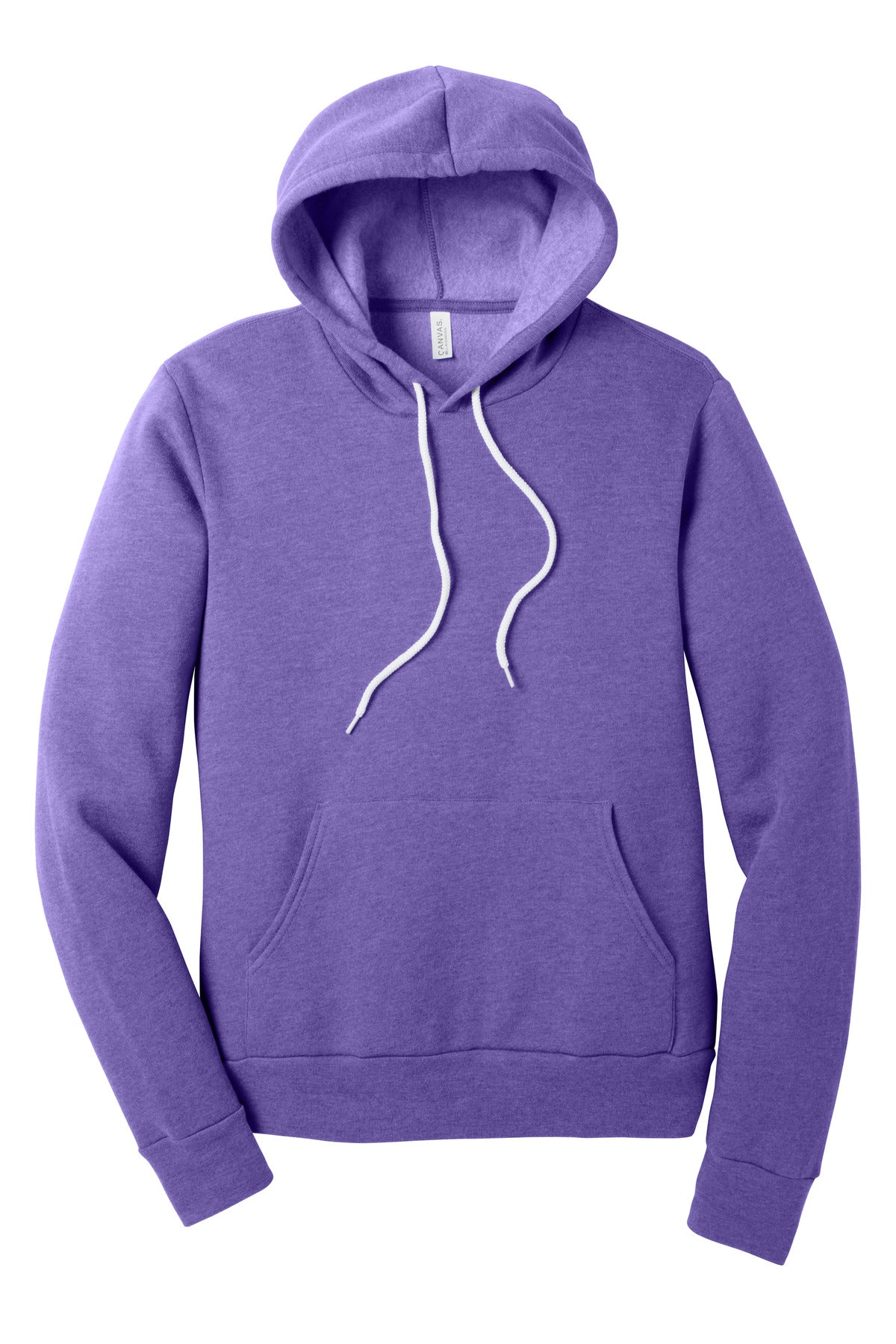 Front View of HthrTmPrpl BELLA+CANVAS Unisex Sponge Fleece Pullover Hoodie. BC3719 plain