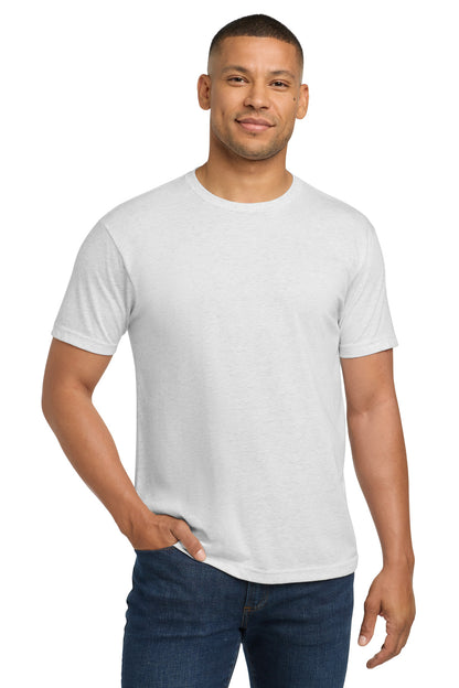 Front View of HthrWhite Next Level Apparel Adult Tri-Blend Tee. NL6010 plain