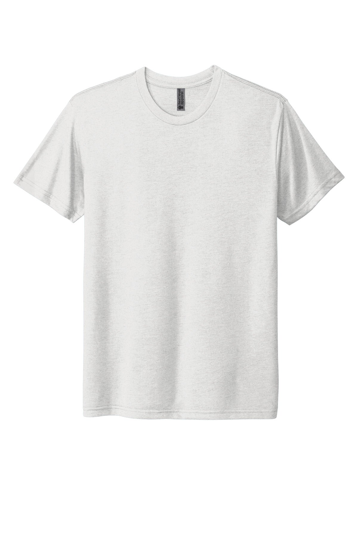 Front View of HthrWhite Next Level Apparel Adult Tri-Blend Tee. NL6010 plain