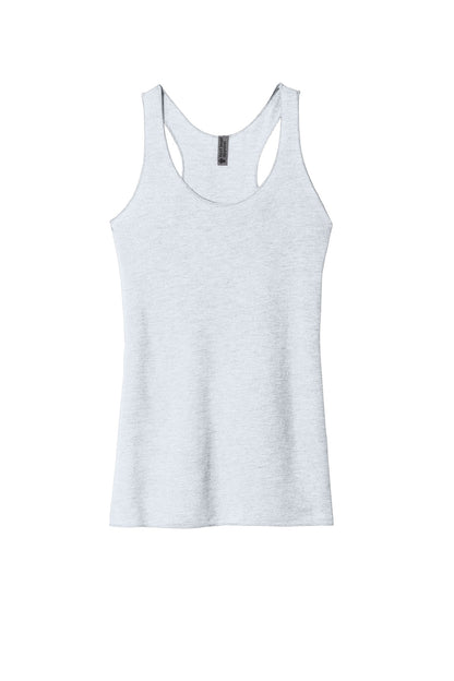 Front View of HthrWhite Next Level Apparel Women's Tri-Blend Racerback Tank. NL6733 plain