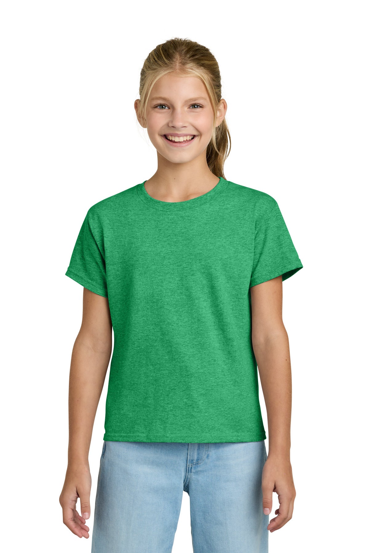 Front View of HtIrishGn Gildan Youth Light Cotton Tee 3000B plain