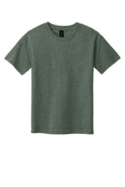 Front View of HtMltGrn Gildan Youth Softstyle T-Shirt 64000B plain