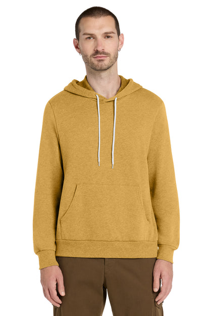 Front View of HtMustard BELLA+CANVAS Unisex Sponge Fleece Pullover Hoodie. BC3719 plain