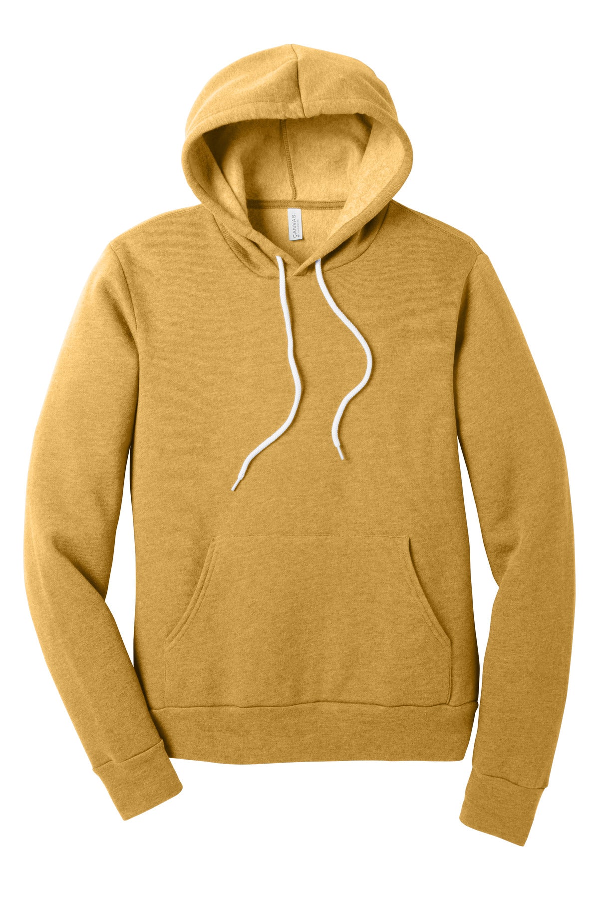Front View of HtMustard BELLA+CANVAS Unisex Sponge Fleece Pullover Hoodie. BC3719 plain