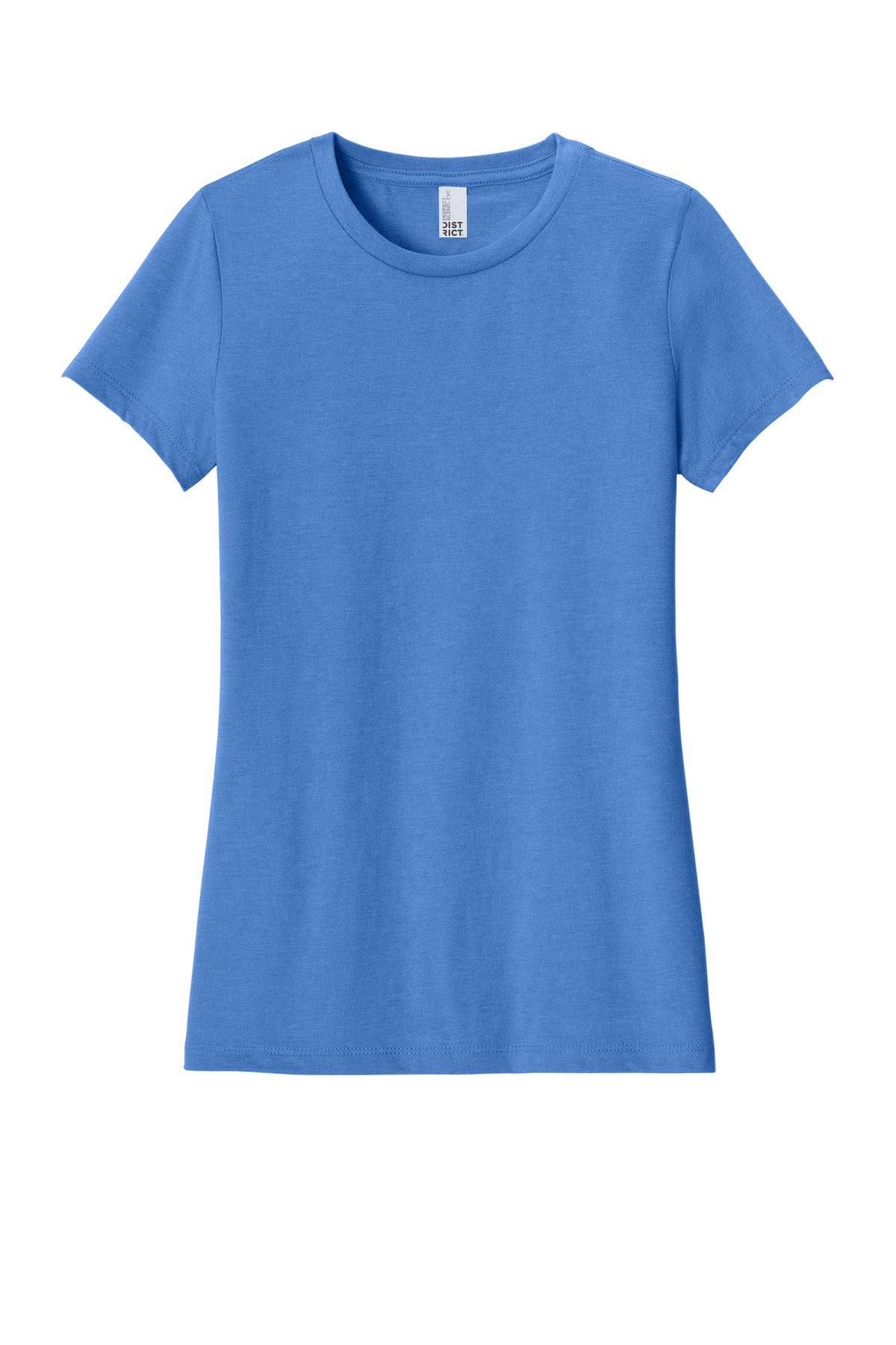 Front View of HtrdRoyal District Women's Perfect Blend CVC Tee. DM108L plain