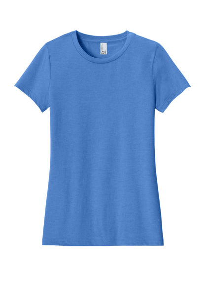 Front View of HtrdRoyal District Women's Perfect Blend CVC Tee. DM108L plain