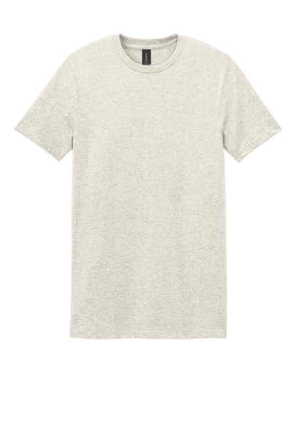 Front View of HtrOatmeal Gildan Softstyle T-Shirt. 64000 plain