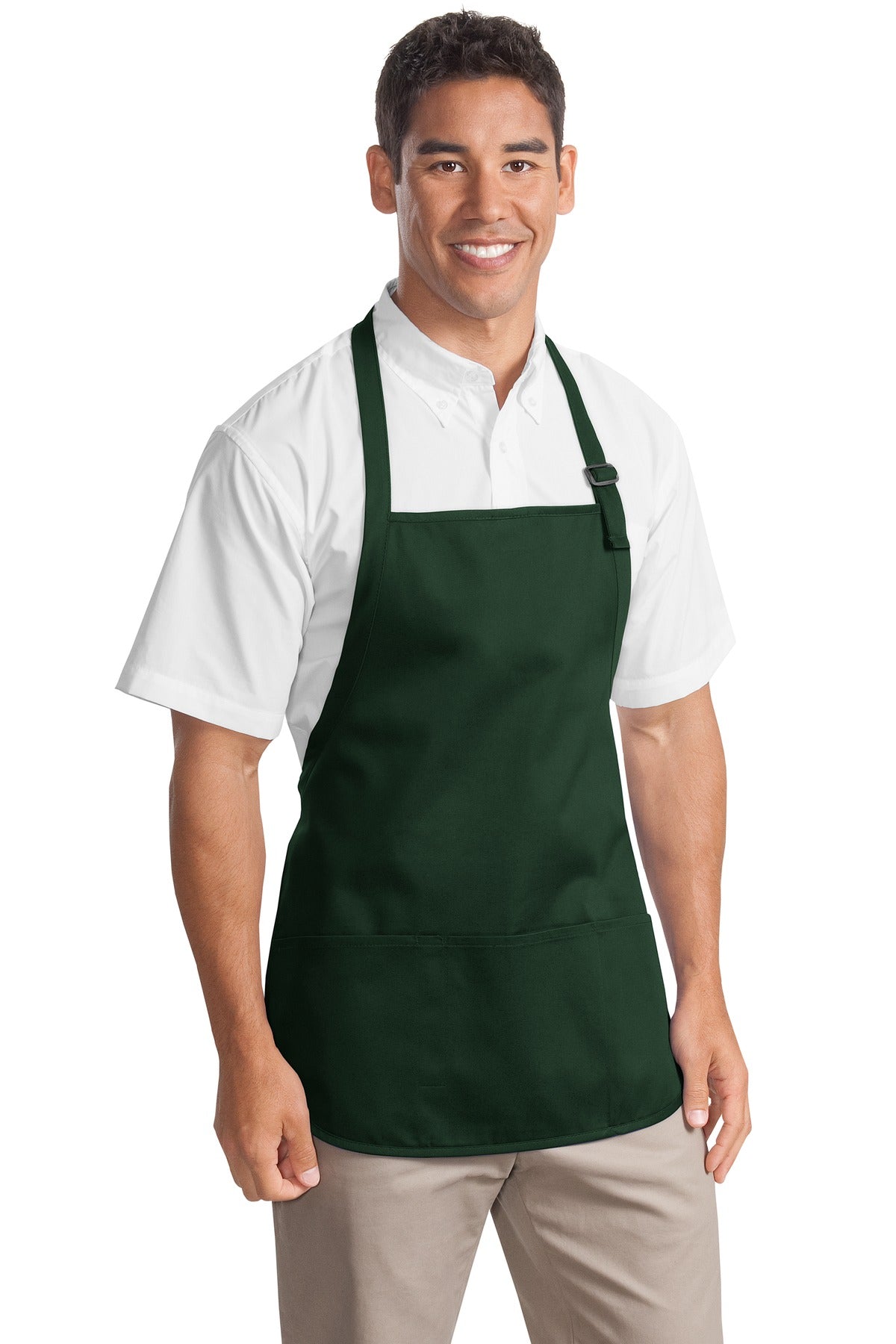 Front View of Hunter Port Authority Medium-Length Apron with Pouch Pockets. A510 plain