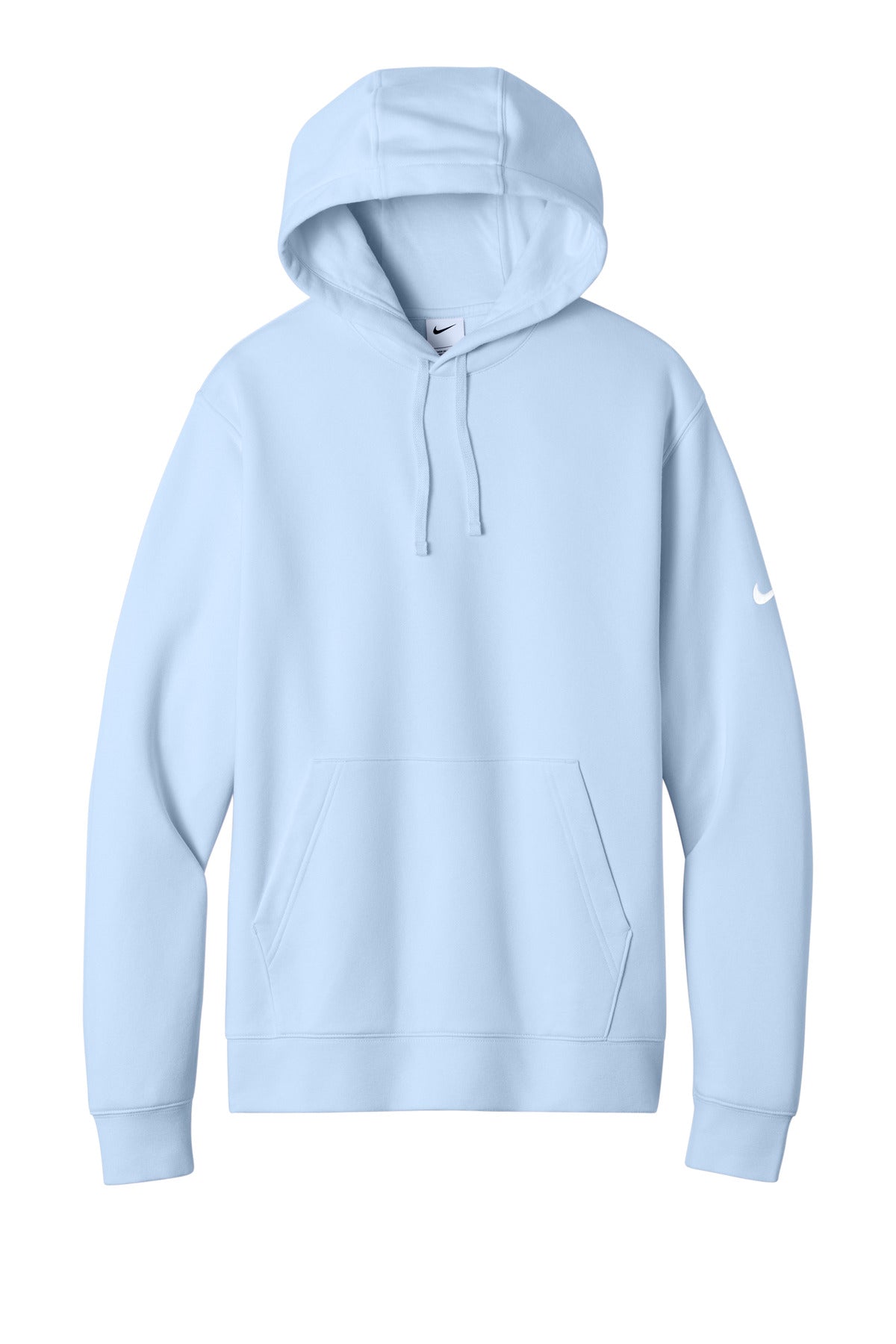 Front View of HydrogenBl Nike Club Fleece Sleeve Swoosh Pullover Hoodie NKDR1499