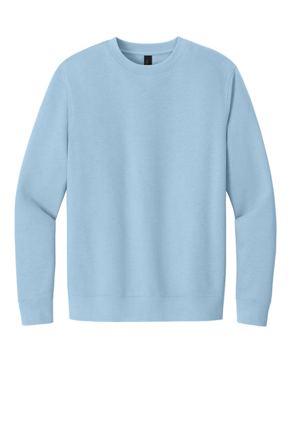Front View of Ice Blue District V.I.T. Fleece Crew DT6104 plain