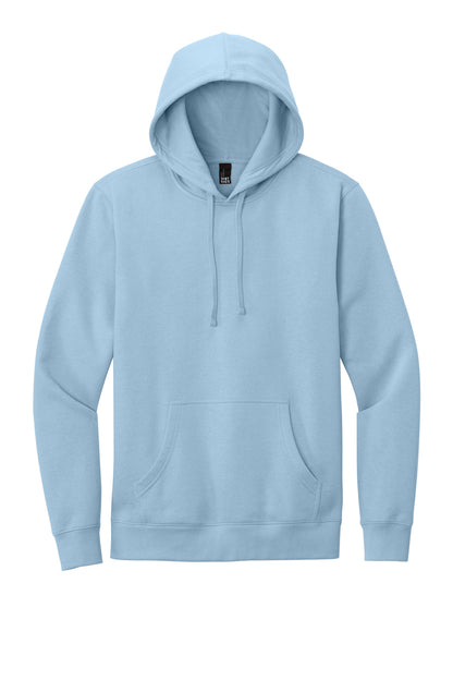 Front View of Ice Blue District V.I.T. Fleece Hoodie DT6100 plain