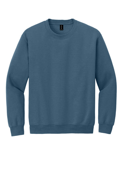 Front View of Indigo Blue Gildan Heavy Blend Crewneck Sweatshirt. 18000 plain