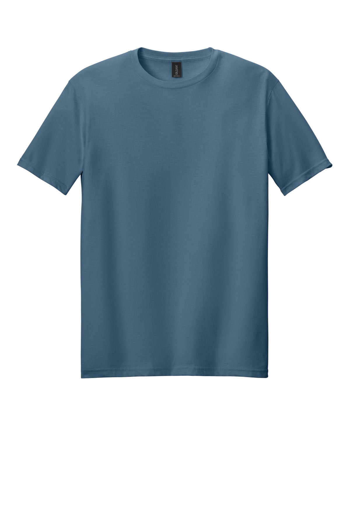 Front View of Indigo Blue Gildan Softstyle T-Shirt. 64000 plain