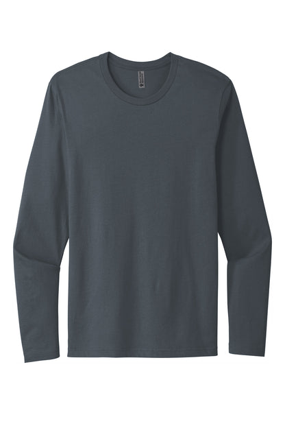 Front View of Indigo Next Level Apparel Cotton Long Sleeve Tee. NL3601 plain