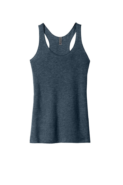 Front View of Indigo Next Level Apparel Women's Tri-Blend Racerback Tank. NL6733 plain