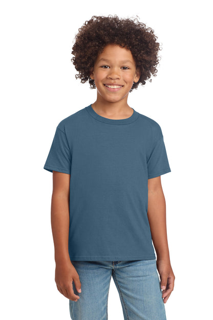 Front View of IndigoBlue Gildan Youth Softstyle T-Shirt 64000B plain