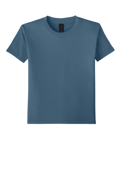 Front View of IndigoBlue Gildan Youth Softstyle T-Shirt 64000B plain