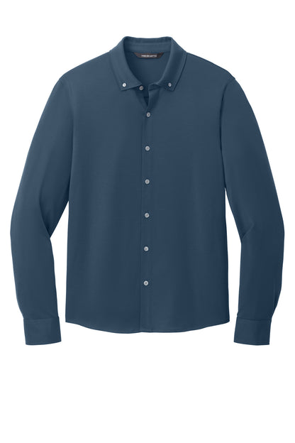 Front View of InsBlue Mercer+Mettle Stretch Jersey Long Sleeve Shirt MM1018 plain