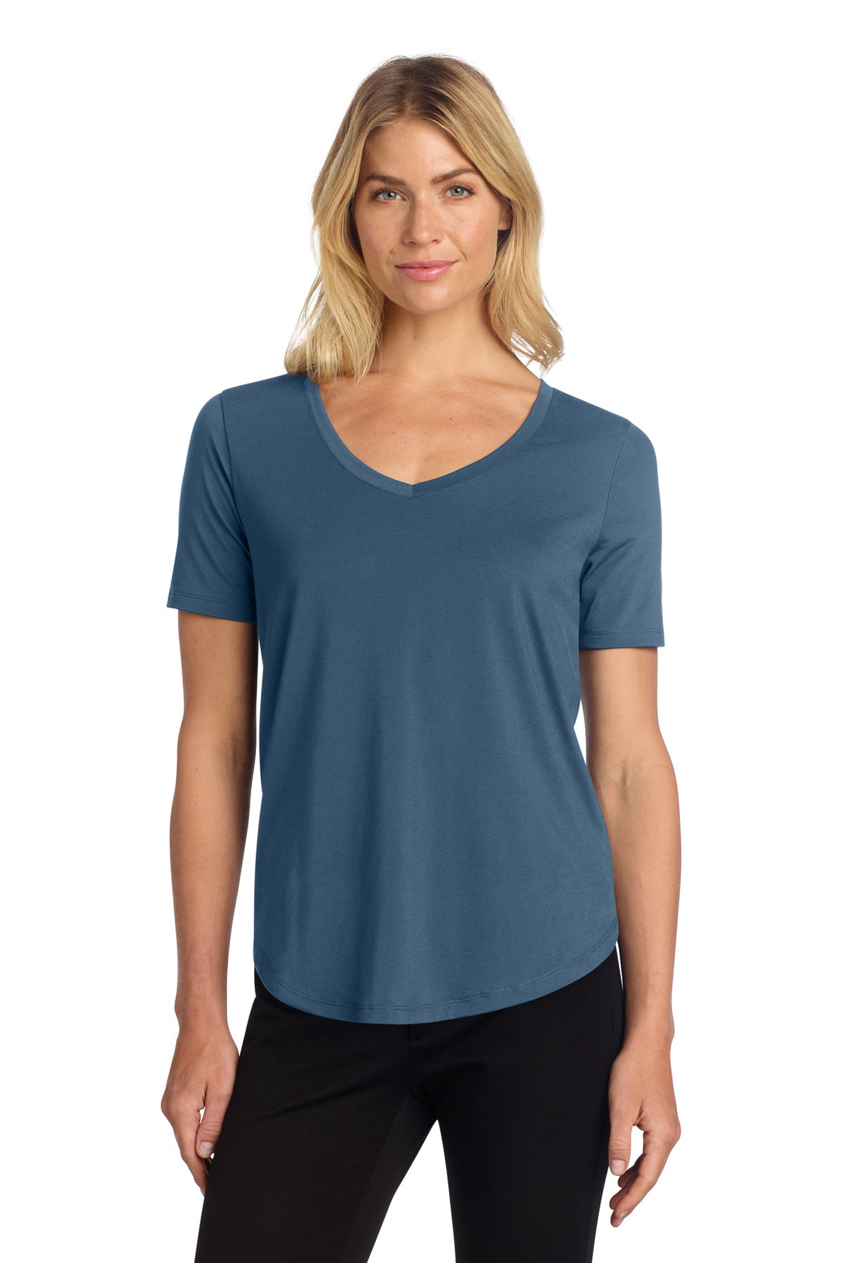 Front View of InsBlue Mercer+Mettle Women's Stretch Jersey Relaxed Scoop MM1017 plain