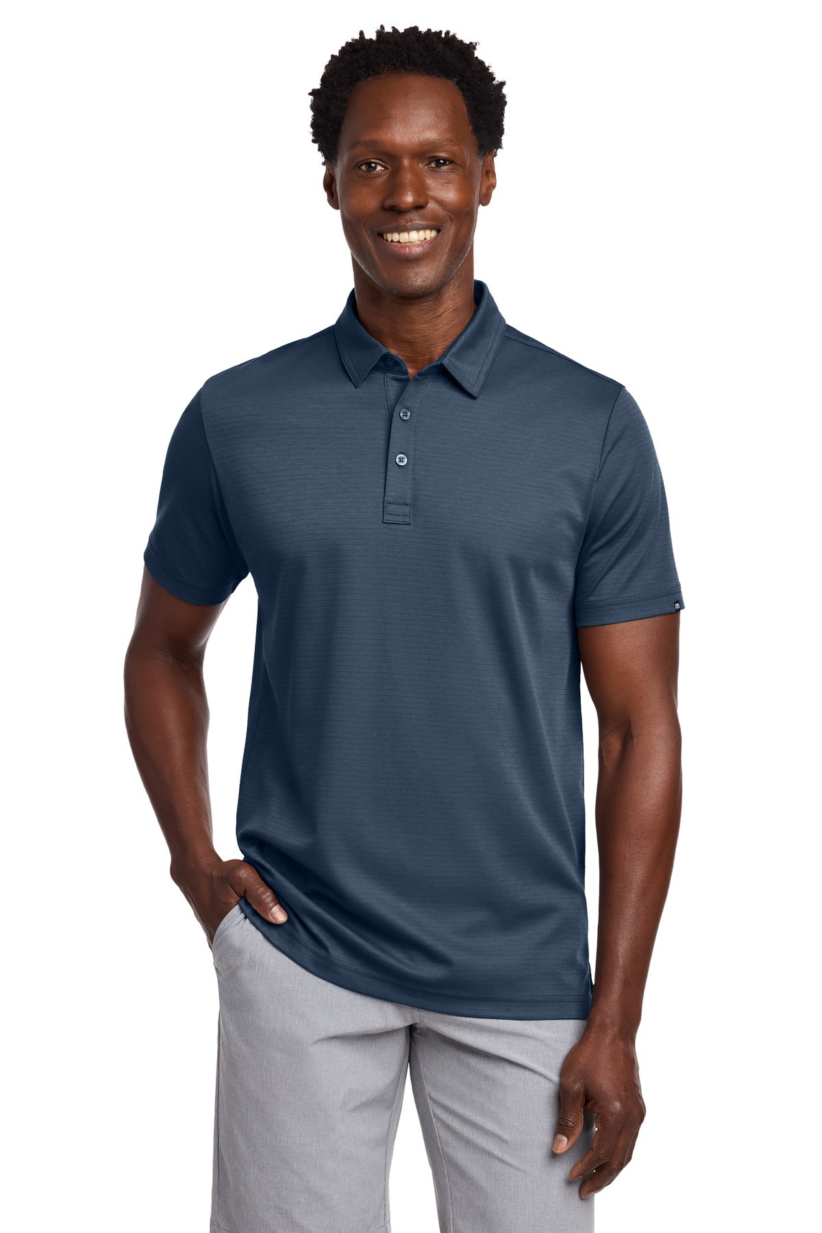 Front View of InsBlue TravisMathew Bayfront Solid Polo TM1MY399 plain