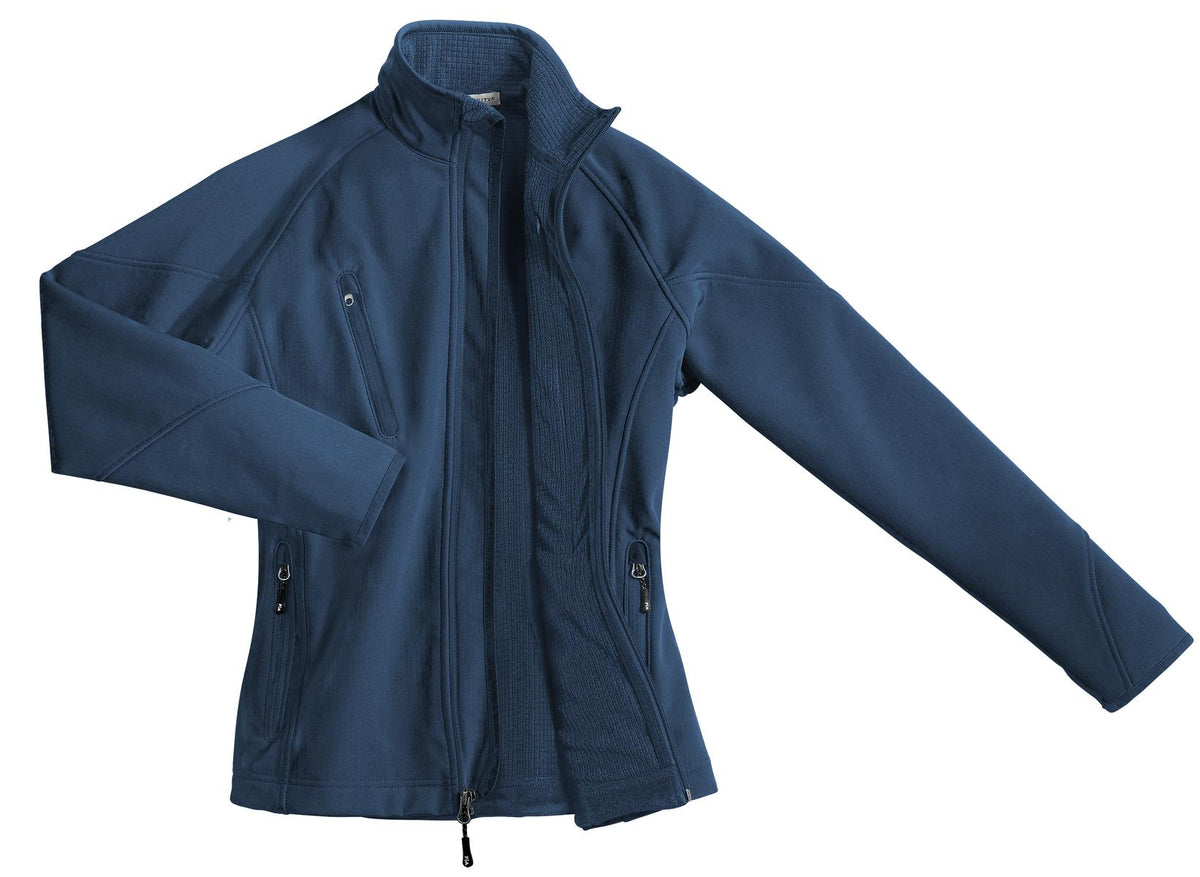 Front View of Insignia Blue Port Authority Women's Textured Soft Shell Jacket. L705 plain