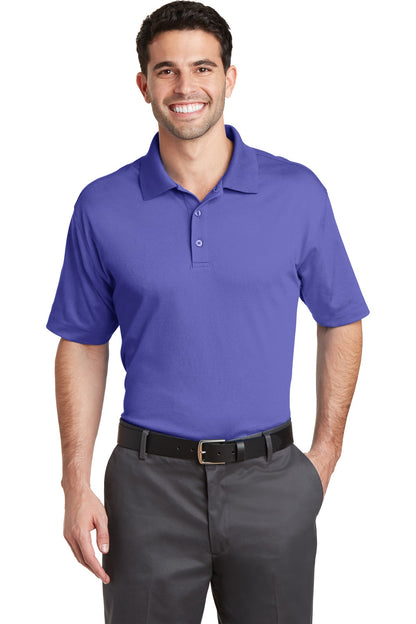 Front View of Iris Blue Port Authority Rapid Dry Mesh Polo. K573 plain