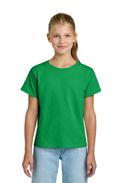 Front View of IrishGreen Gildan Youth Light Cotton Tee 3000B plain
