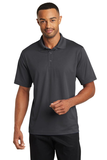 Front View of Iron Grey CornerStone Micropique Gripper Polo. CS421 plain