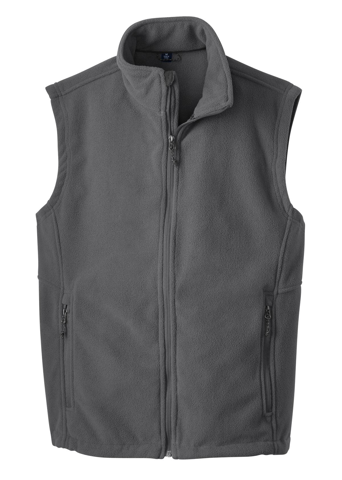 Front View of Iron Grey Port Authority Value Fleece Vest. F219 plain