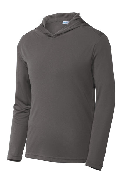 Front View of Iron Grey Sport-Tek Youth PosiCharge Competitor Hooded Pullover. YST358 plain