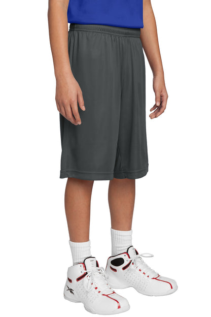 Front View of Iron Grey Sport-Tek Youth PosiCharge Competitor Short. YST355 plain