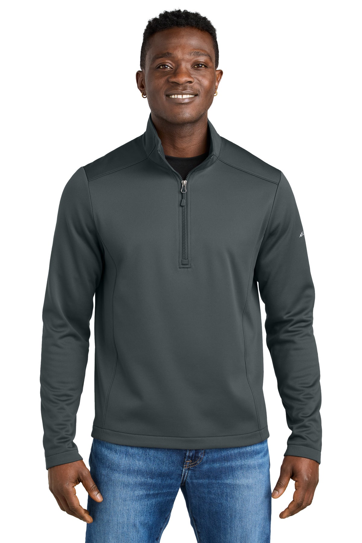 Front View of IronGate Eddie Bauer Smooth Mid Layer Fleece 1/2-Zip EB2360 plain