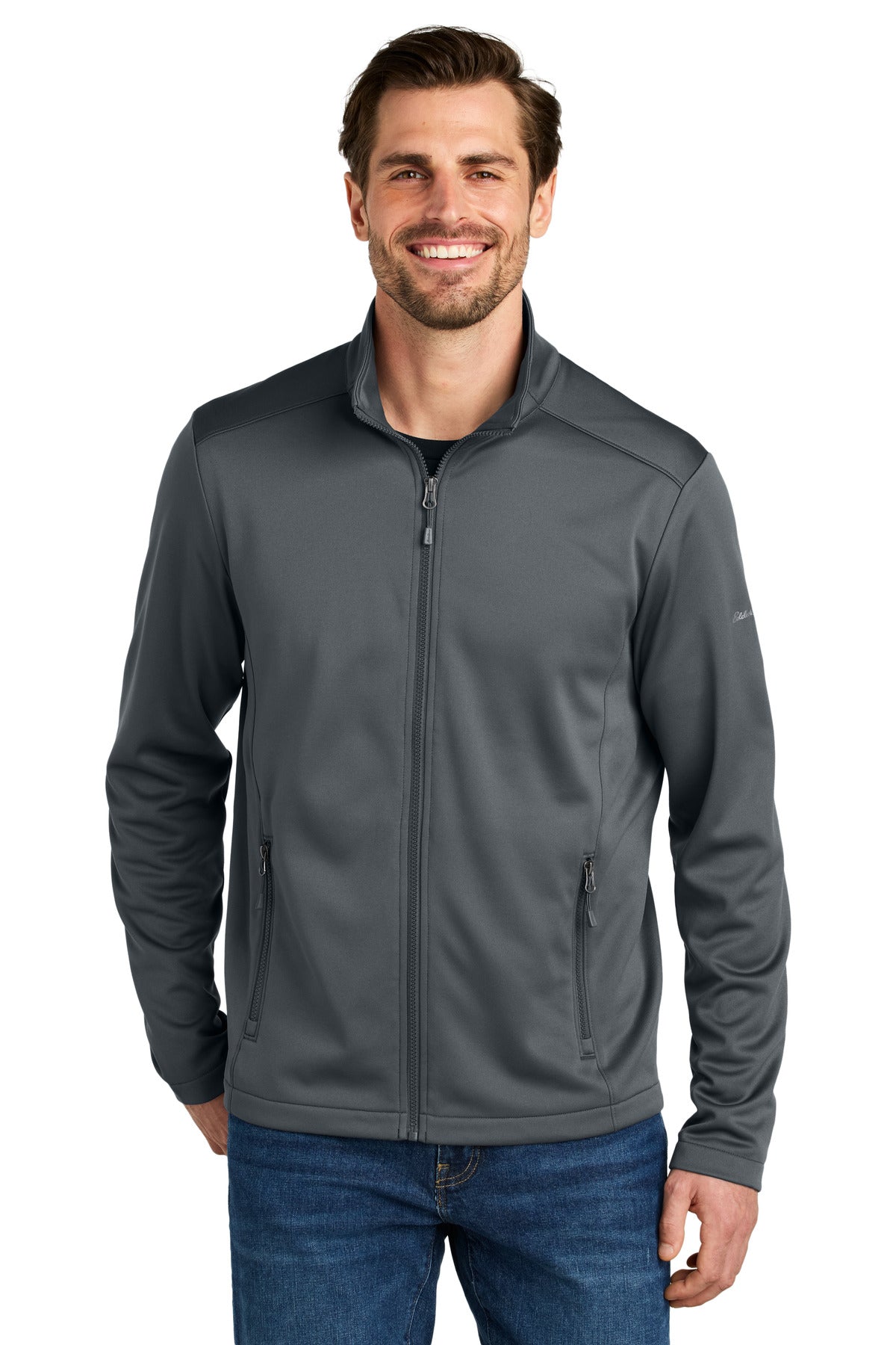 Front View of IronGate Eddie Bauer Smooth Mid Layer Fleece Full-Zip EB2460 plain