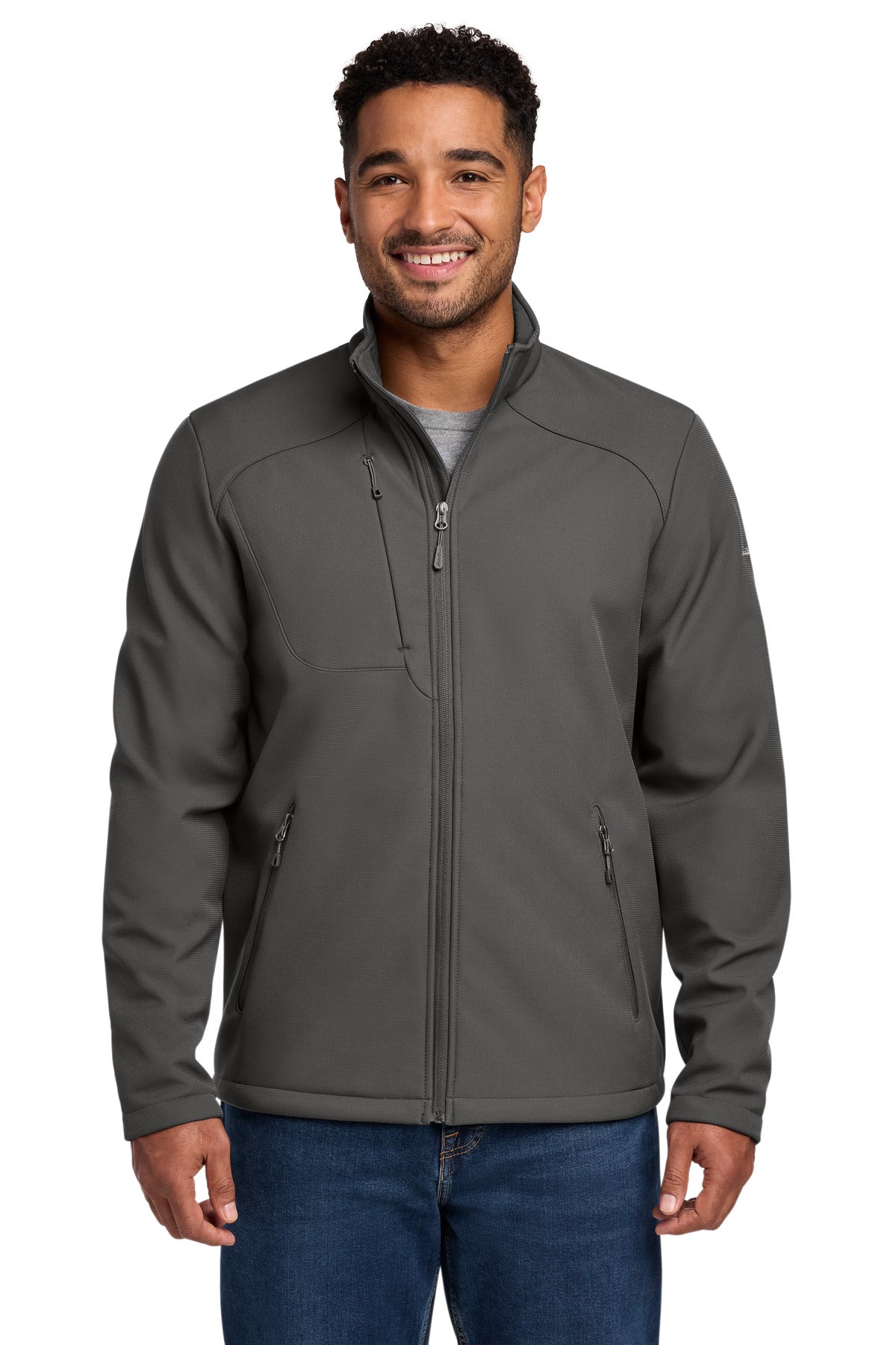 Front View of IronGate Eddie Bauer Stretch Soft Shell Jacket EB544 plain