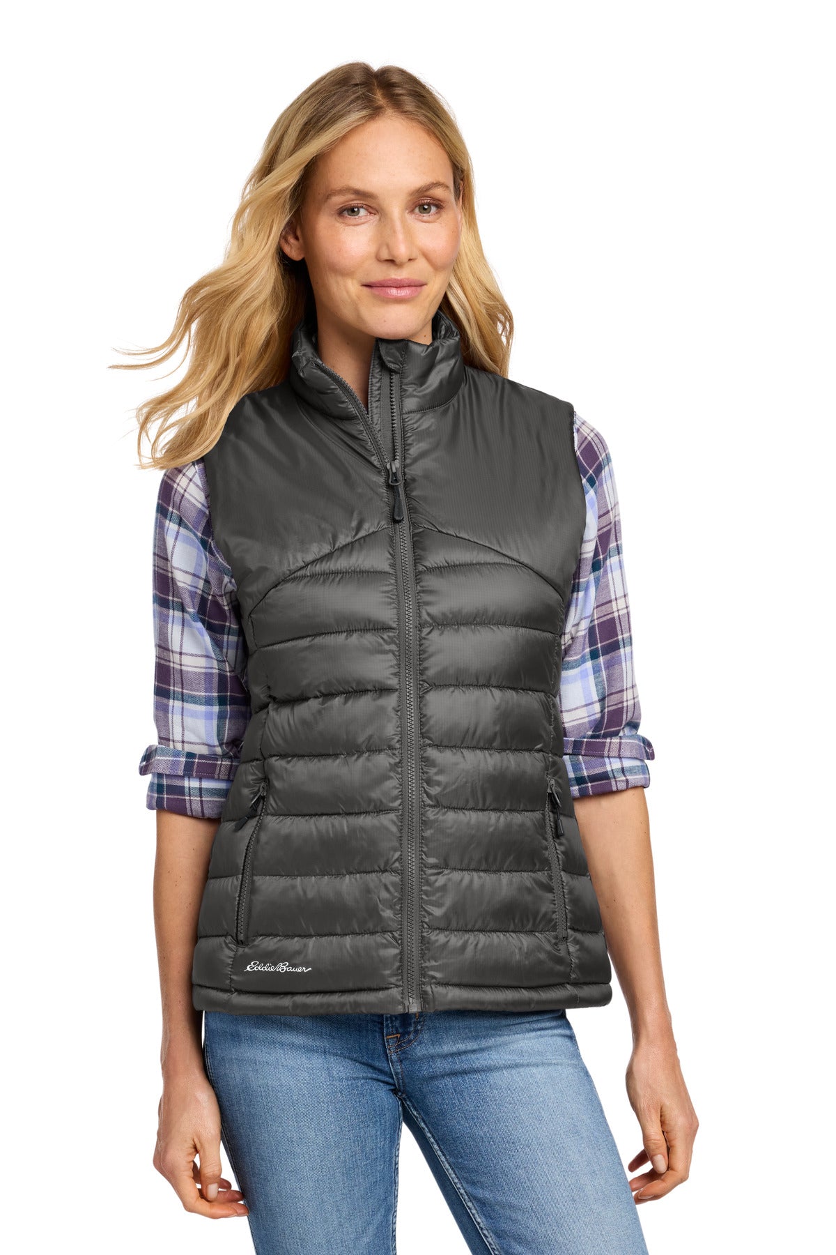 Front View of IronGate Eddie Bauer Women's Quilted Vest EB513 plain