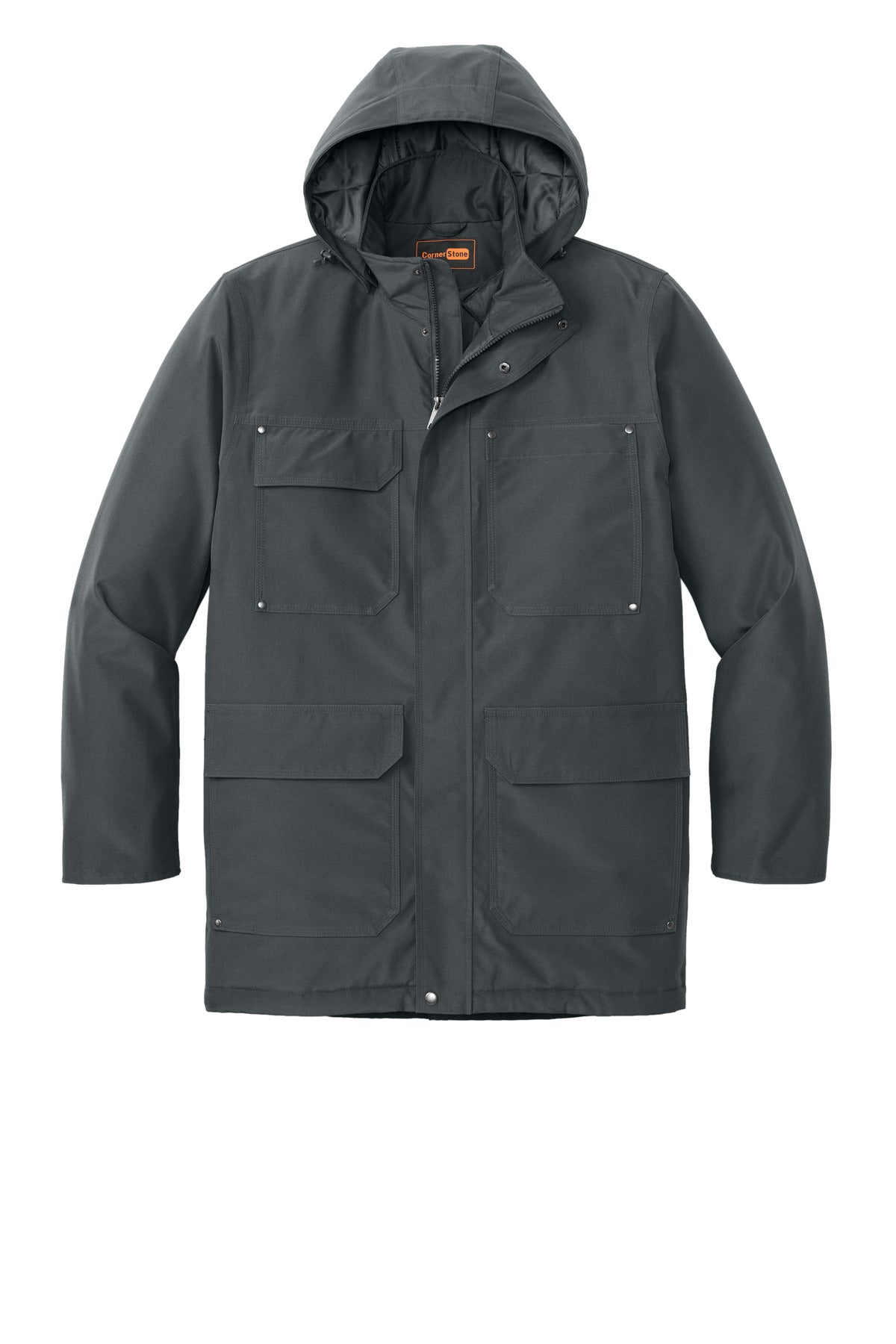 Front View of IronGrey CornerStone Elements Insulated Parka CSJ10 plain