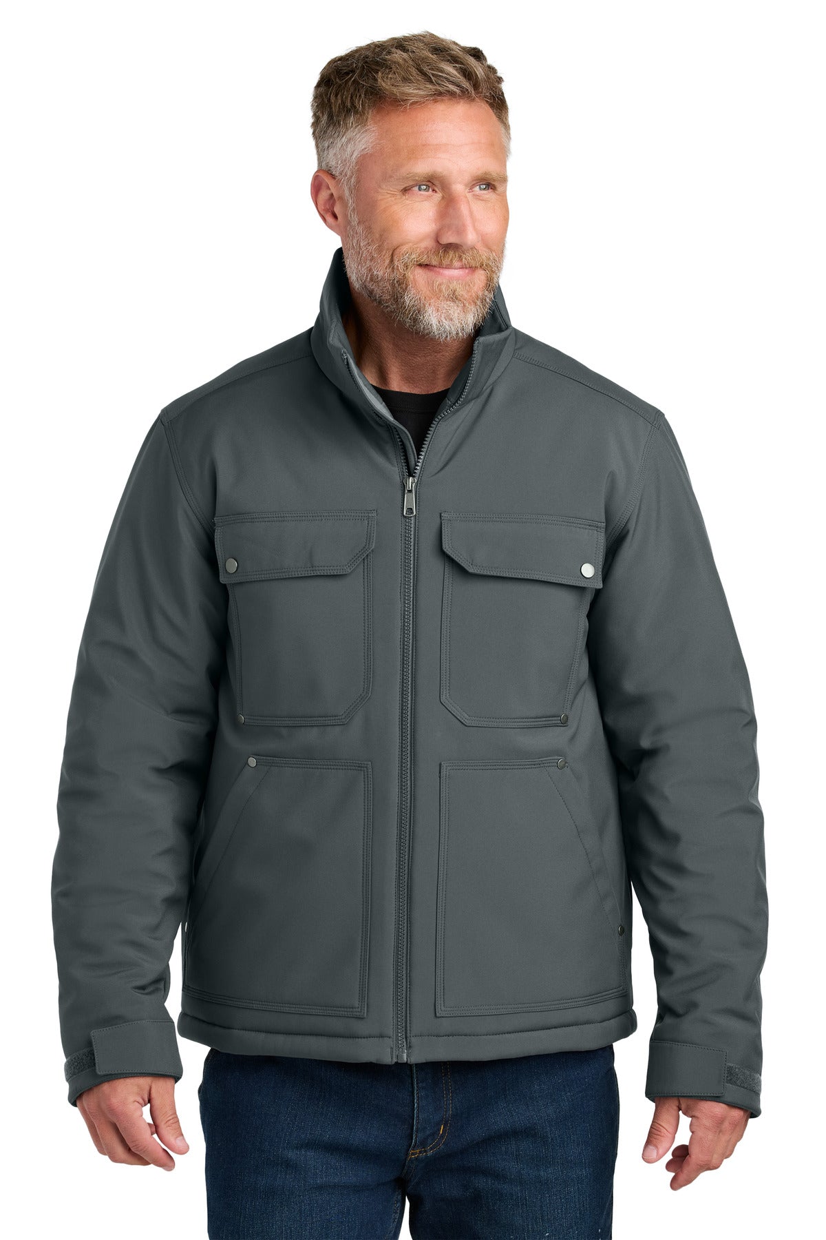 Front View of IronGrey CornerStone Insulated Workwear Soft Shell CSJ75 plain